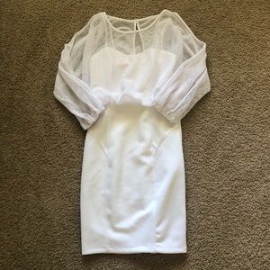 White Formal Layered Midi Dress